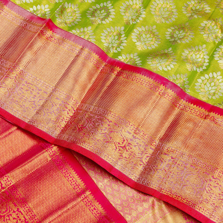 Kuberan Green Pink Pure Kanchivaram Silk Saree
