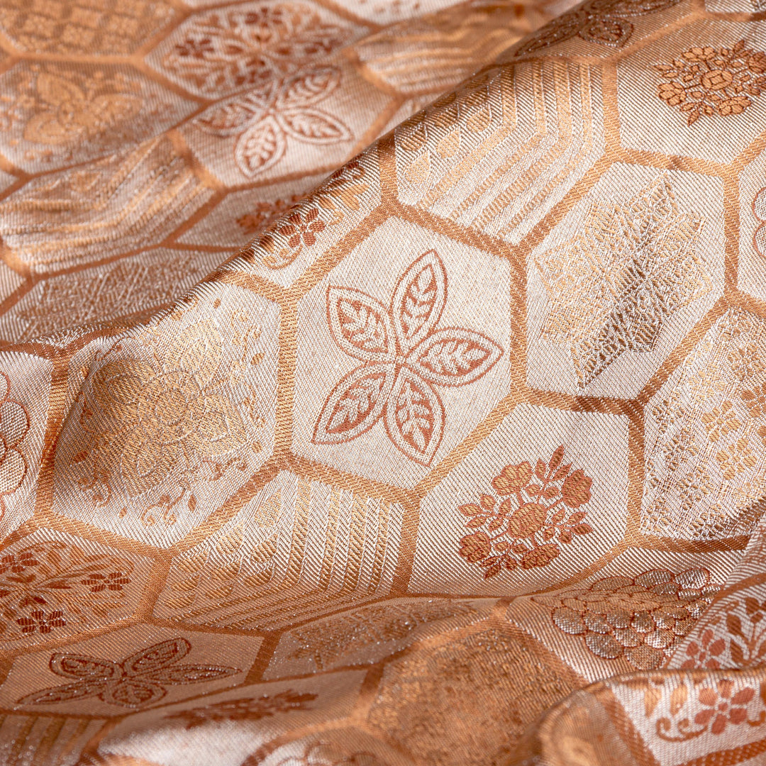Kuberan Tortilla Brown Pure Kanchivaram Silk Saree