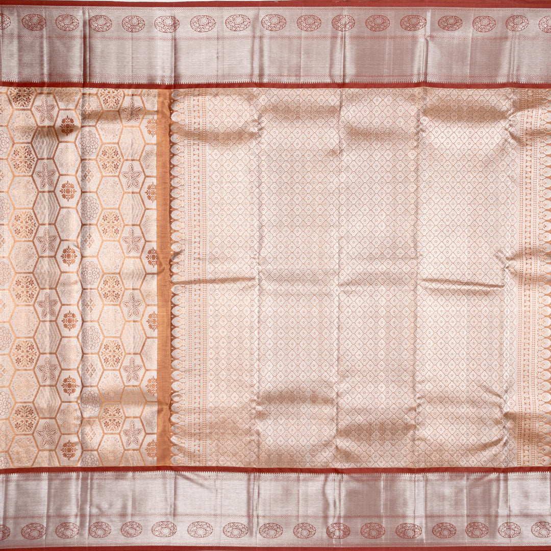 Kuberan Tortilla Brown Pure Kanchivaram Silk Saree