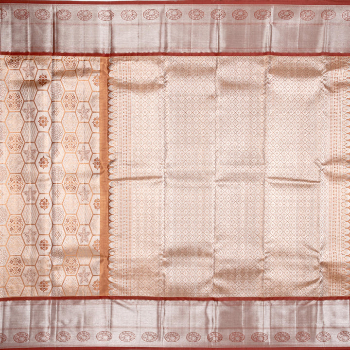 Kuberan Tortilla Brown Pure Kanchivaram Silk Saree