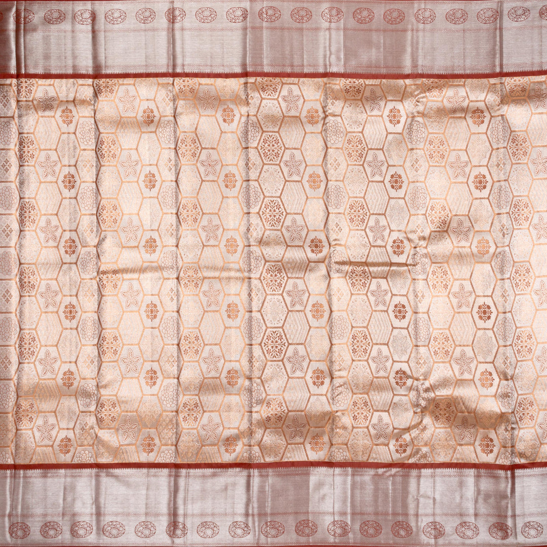 Kuberan Tortilla Brown Pure Kanchivaram Silk Saree
