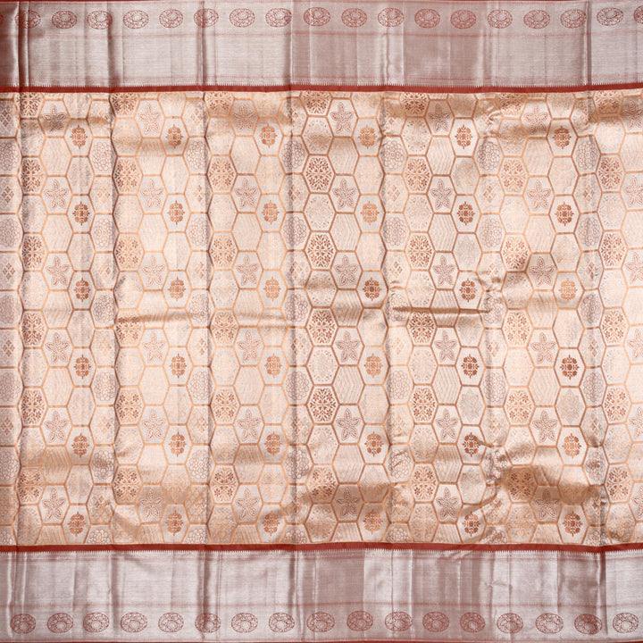 Kuberan Tortilla Brown Pure Kanchivaram Silk Saree