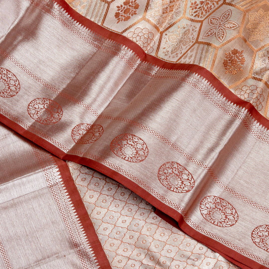 Kuberan Tortilla Brown Pure Kanchivaram Silk Saree
