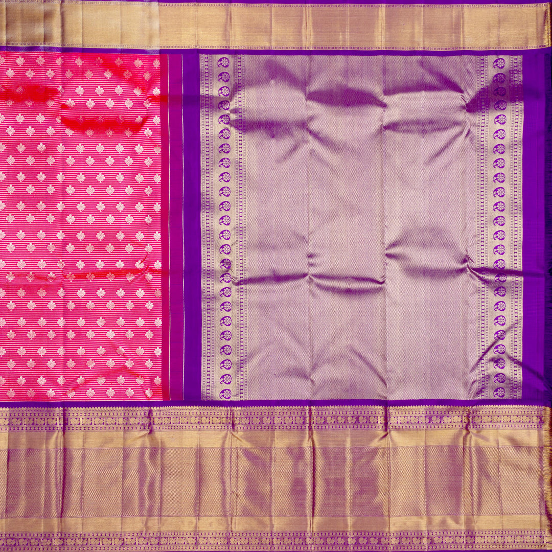 Kuberan Pink Blue Pure Kanchivaram Silk Saree
