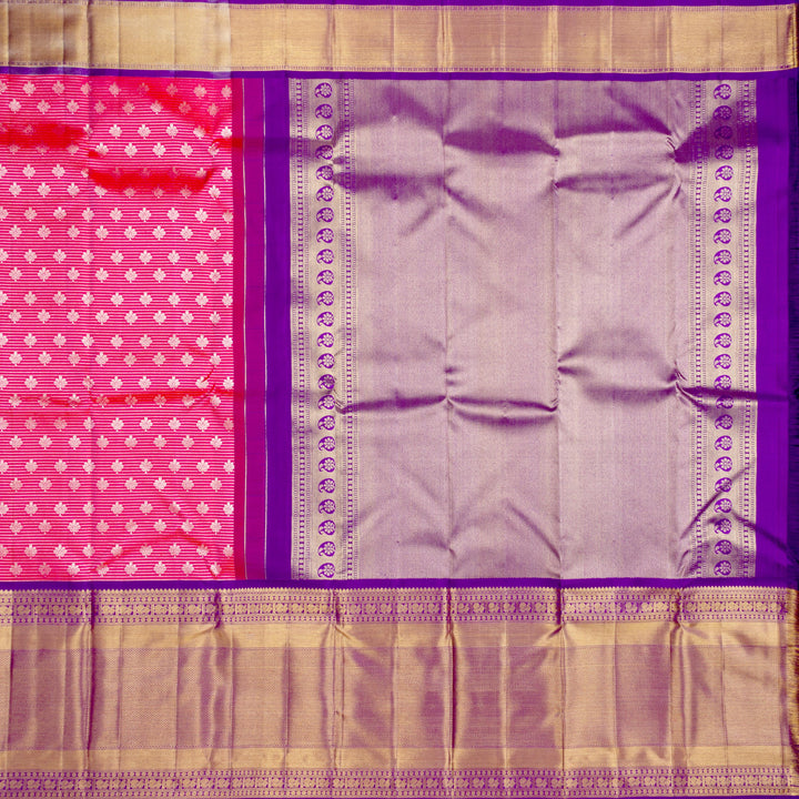 Kuberan Pink Blue Pure Kanchivaram Silk Saree
