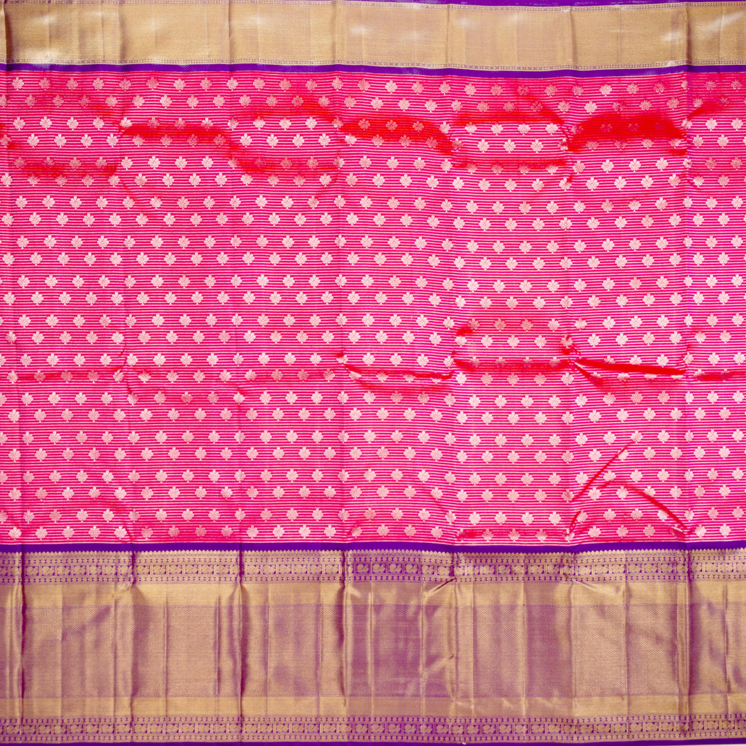 Kuberan Pink Blue Pure Kanchivaram Silk Saree