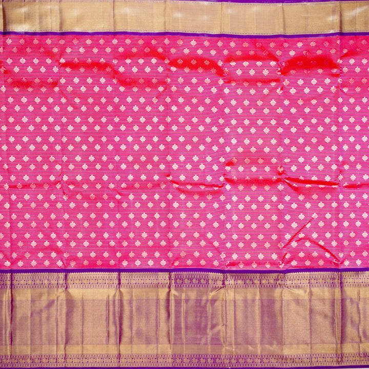 Kuberan Pink Blue Pure Kanchivaram Silk Saree