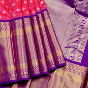 Kuberan Pink Blue Pure Kanchivaram Silk Saree