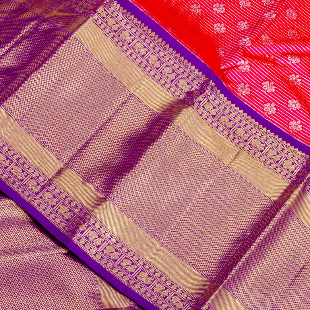Kuberan Pink Blue Pure Kanchivaram Silk Saree