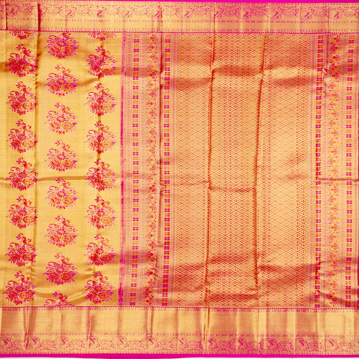 Kuberan Golden Pink Pure Kanchivaram Silk Saree