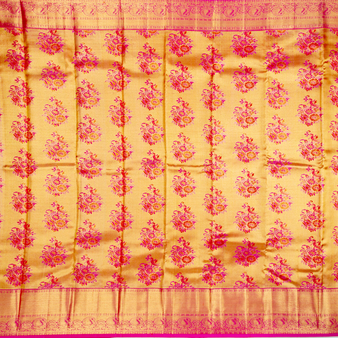 Kuberan Golden Pink Pure Kanchivaram Silk Saree