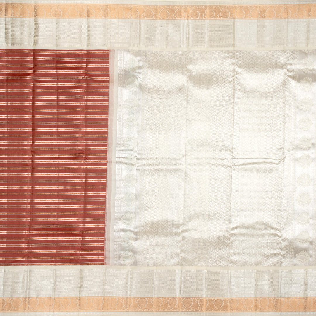 Kuberan Brown Cream Pure Kanchivaram Silk Saree