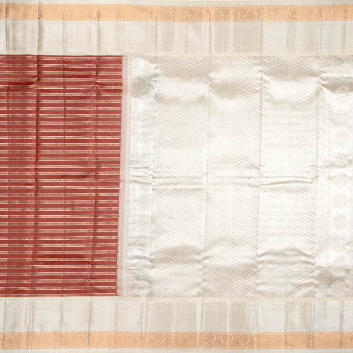 Kuberan Brown Cream Pure Kanchivaram Silk Saree