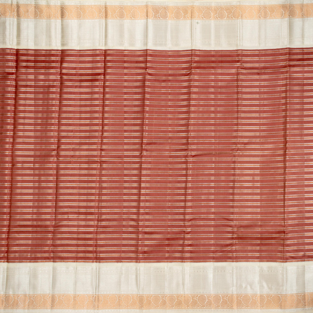 Kuberan Brown Cream Pure Kanchivaram Silk Saree