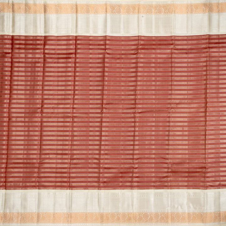 Kuberan Brown Cream Pure Kanchivaram Silk Saree