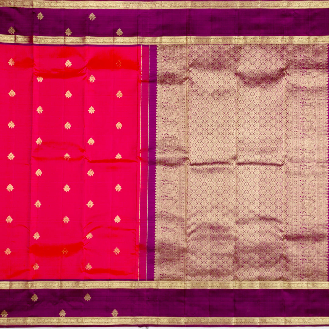 Kuberan Saffron Purple Pure Kanchivaram Silk Saree