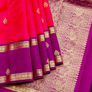 Kuberan Saffron Purple Pure Kanchivaram Silk Saree