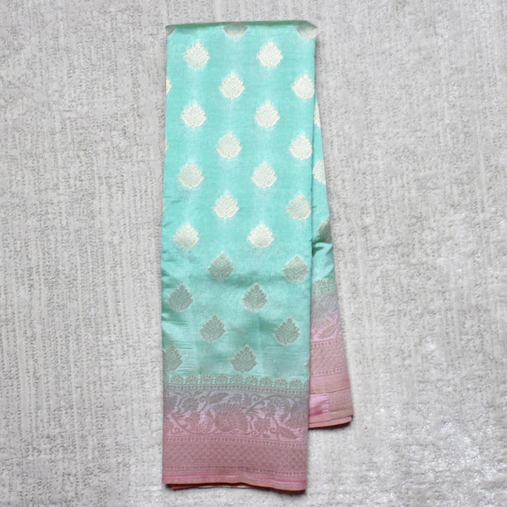 Kuberan Blue Pink Taffeta Saree