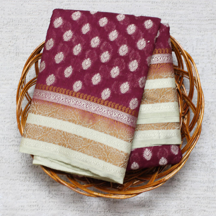 Kuberan Maroon Taffeta Saree