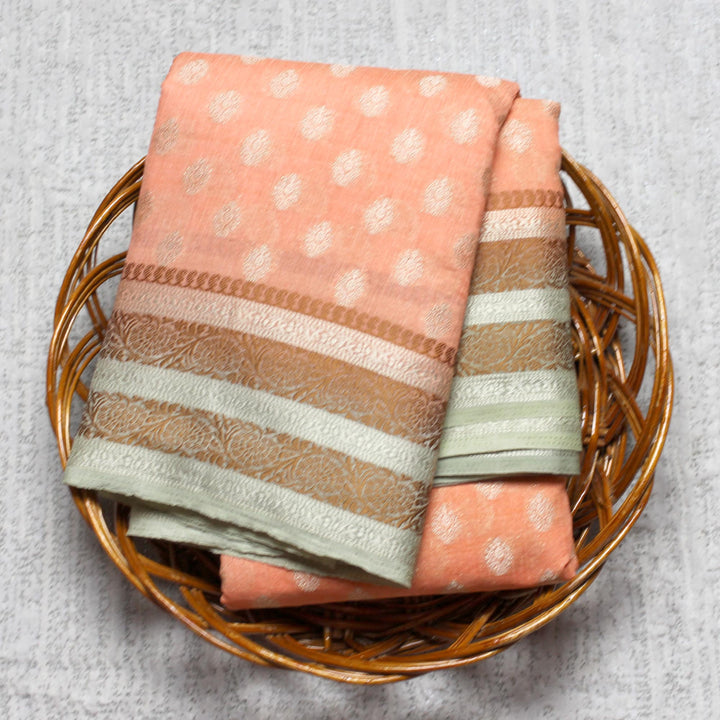 Kuberan Peach Taffeta Saree