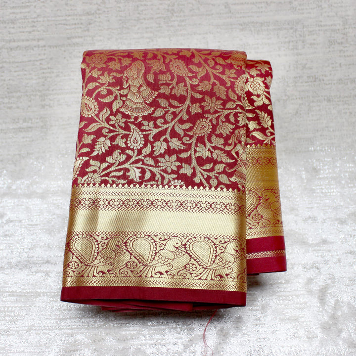 Kuberan Maroon Semi Silk Saree