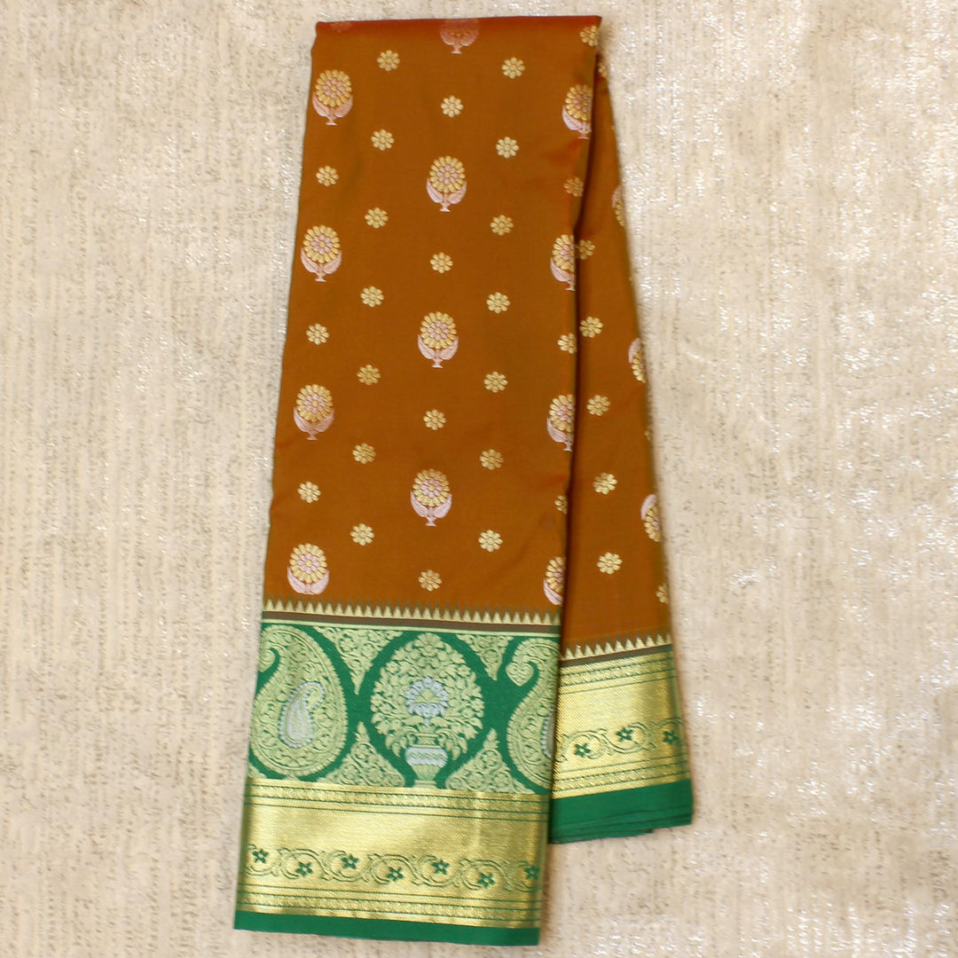 Kuberan Brownish Green Semi Silk Saree