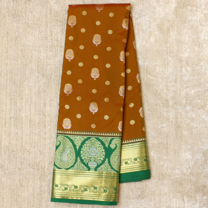 Kuberan Brownish Green Semi Silk Saree