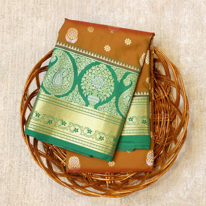 Kuberan Brownish Green Semi Silk Saree