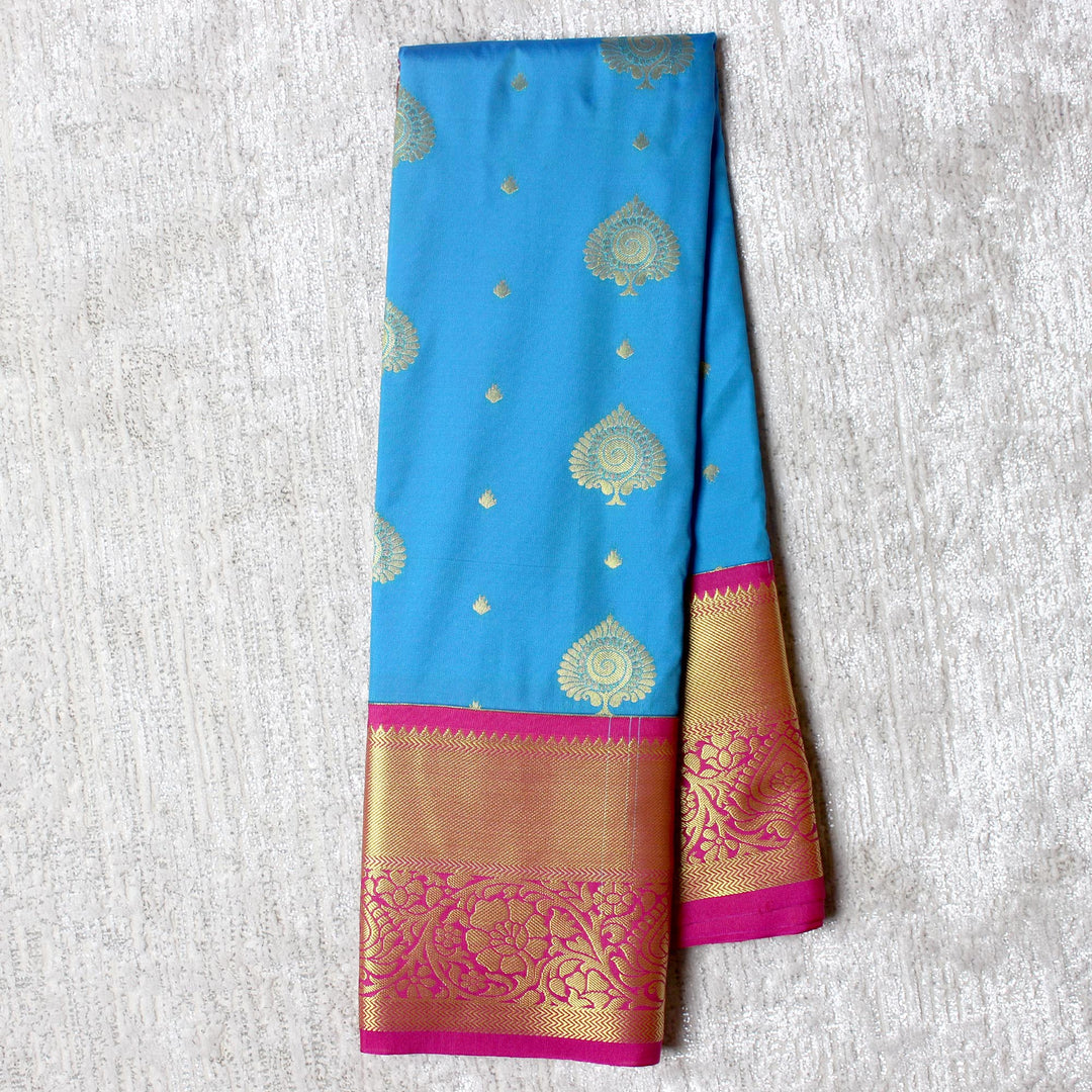 Kuberan Blue Pink Semi Silk Saree