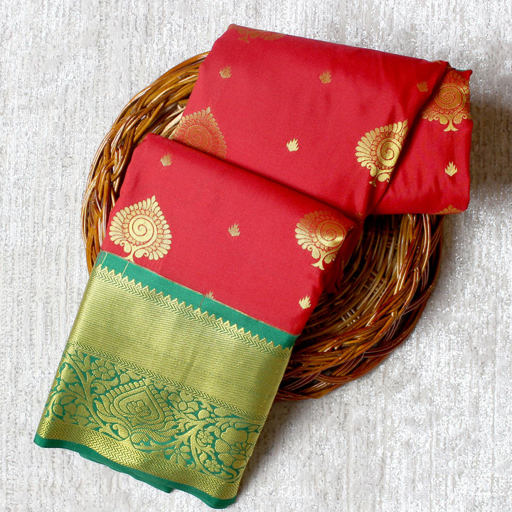Kuberan Red Green Semi Silk Saree