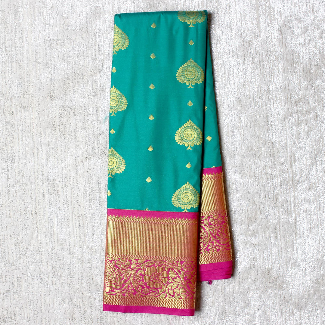 Kuberan Peacock Green Semi Silk Saree