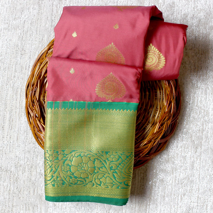 Kuberan Pink Green Semi Silk Saree
