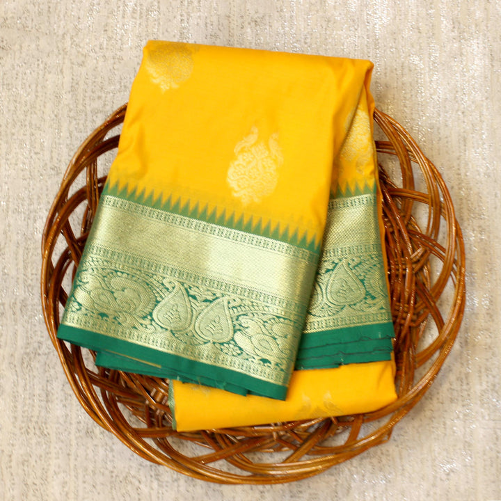 Kuberan Yellow Green Semi Silk Saree