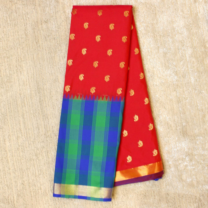 Kuberan Red Blue Semi Silk Saree