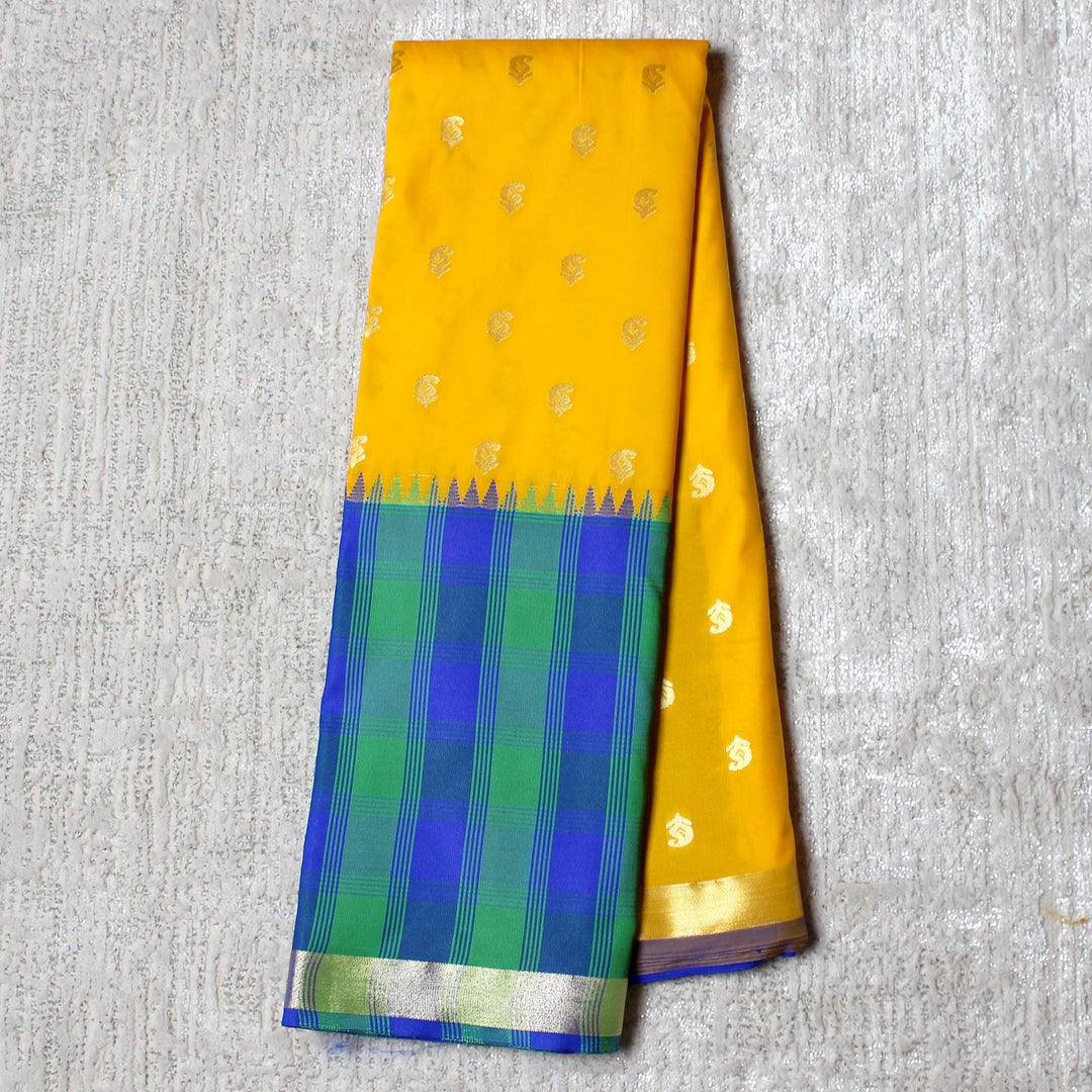 Kuberan Yellow Blue Semi Silk Saree