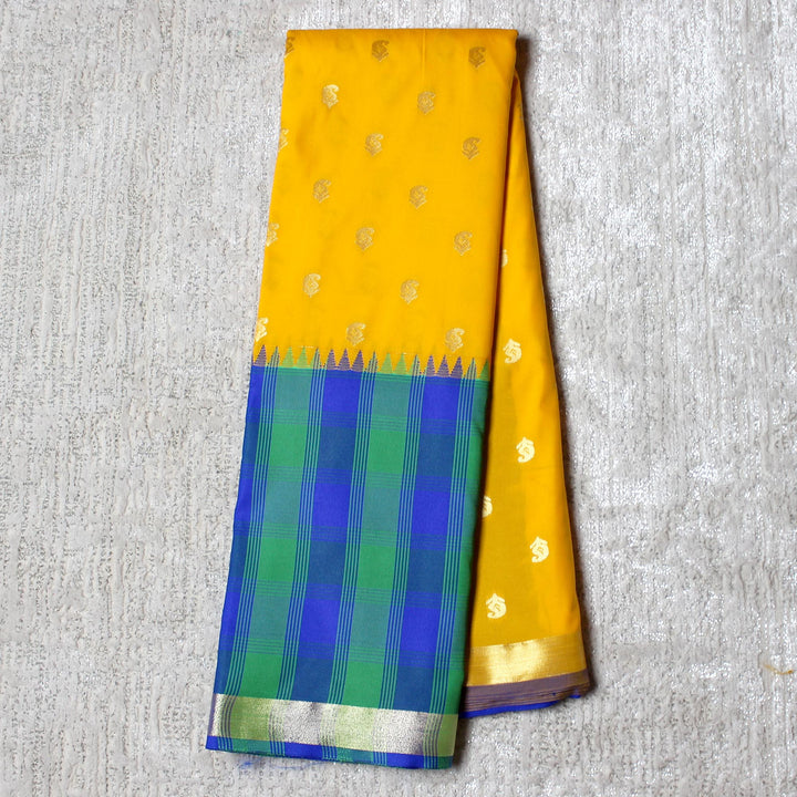 Kuberan Yellow Blue Semi Silk Saree