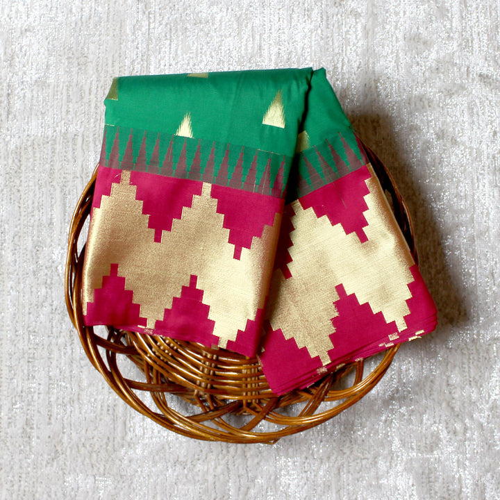 Kuberan Green Pink Semi Silk Saree