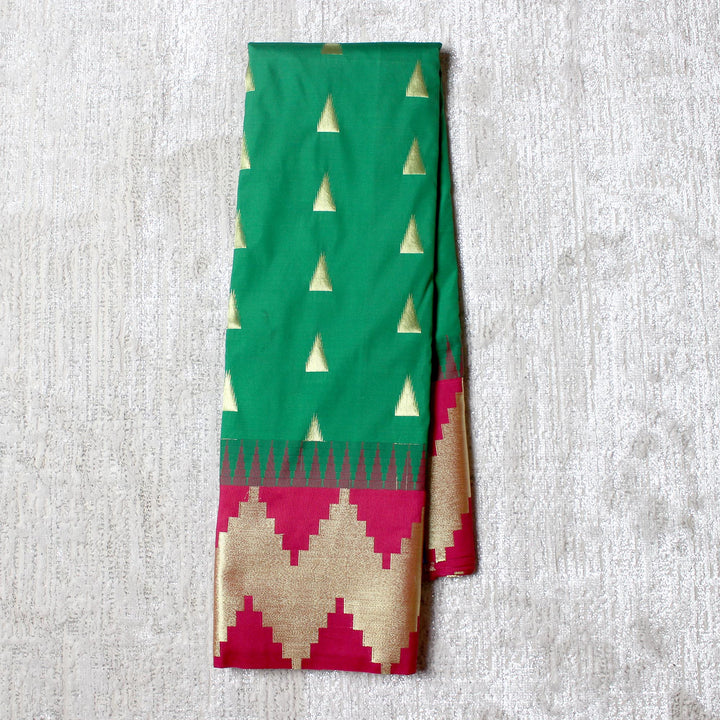 Kuberan Green Pink Semi Silk Saree