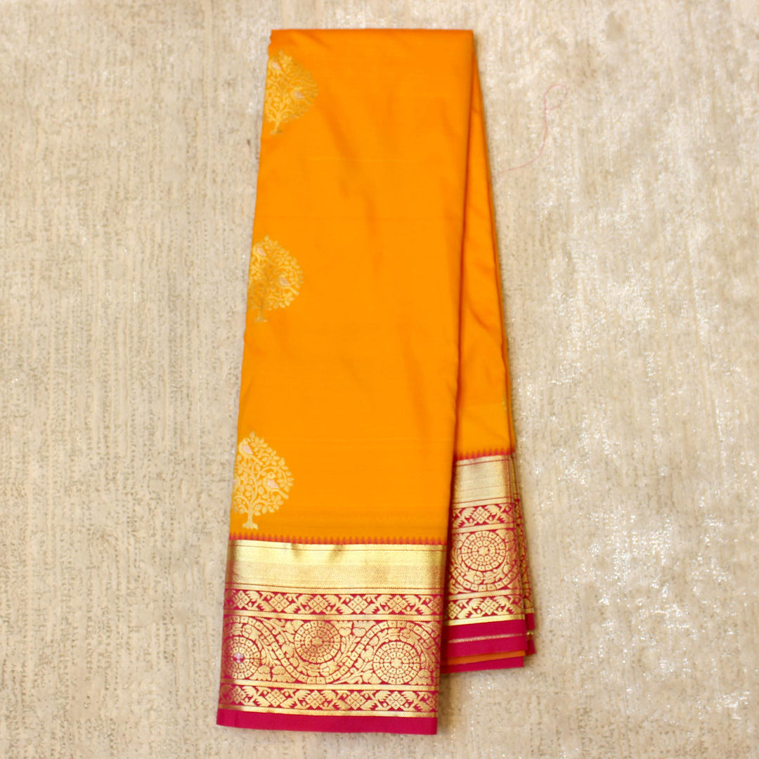 Kuberan Yellow Pink Semi Silk Saree
