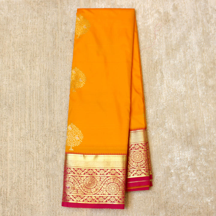 Kuberan Yellow Pink Semi Silk Saree
