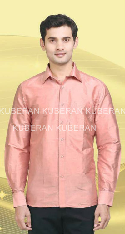 Kuberan Pink Raw Silks Shirt