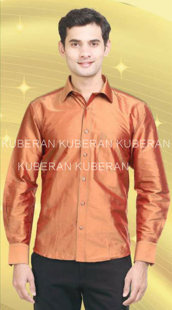 Kuberan Orange Pink Raw Silks Shirt