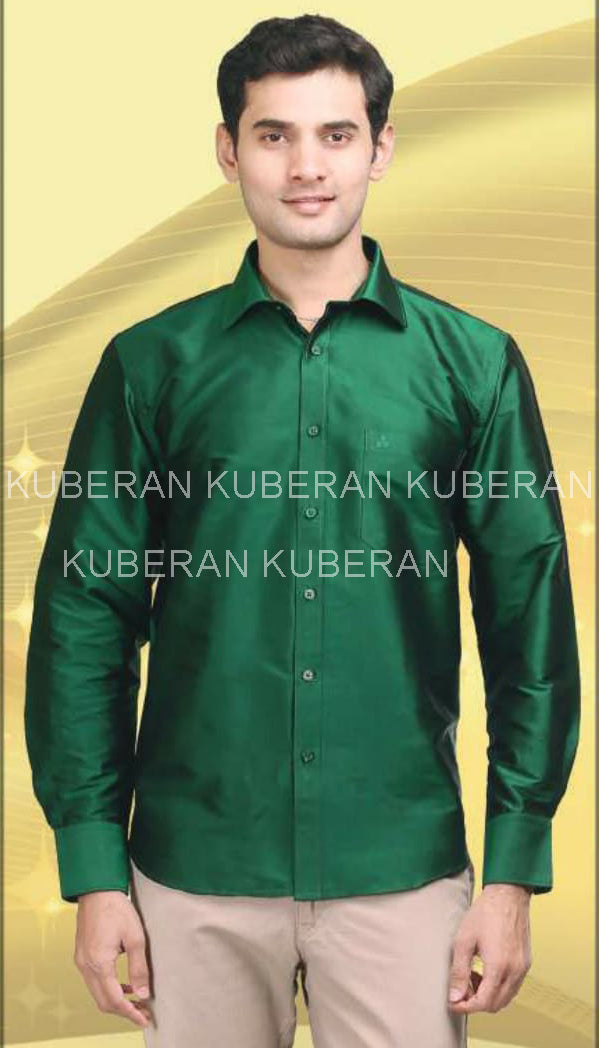 Kuberan Cedar Green Raw Silks Shirt