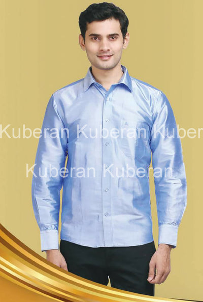 Kuberan Azure Sky Bluue Raw Silks Shirt