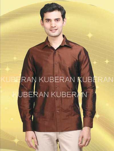 Kuberan Coffee Raw Silks Shirt