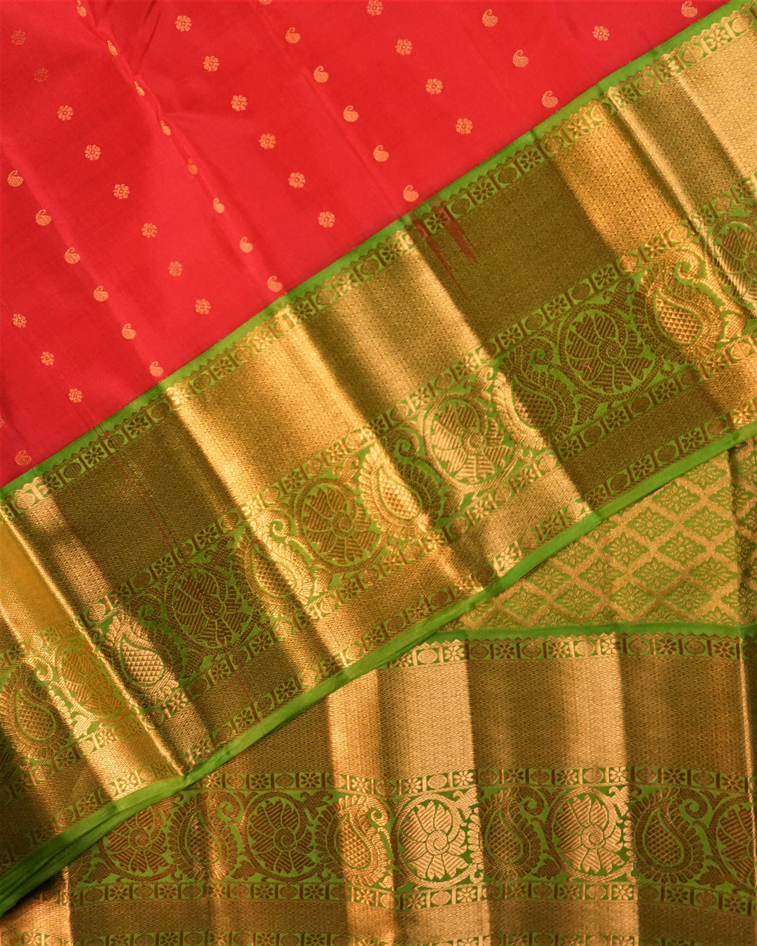 Kuberan Pink Green Pure Silk Saree
