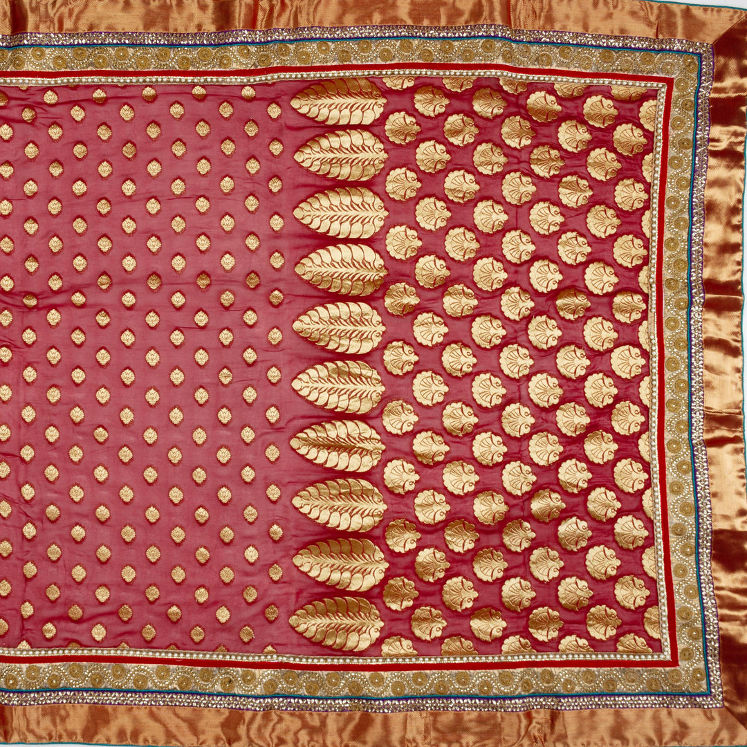 Kuberan Red Cream Fancy Designer Saree