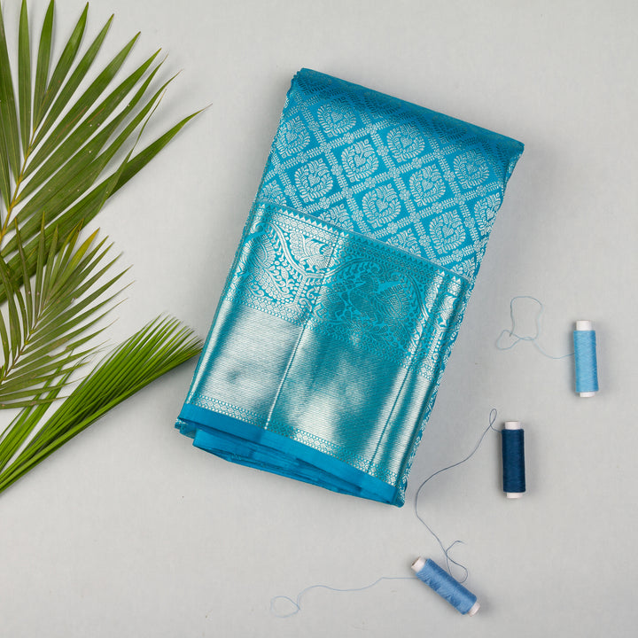 Kuberan Sky Blue Kanchivaram Silk Saree