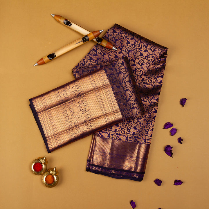 Kuberan Royal Blue Kanchivaram Silk Saree