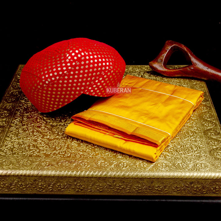 Kuberan Combo Yellow Dhoti Red Mysore Peta